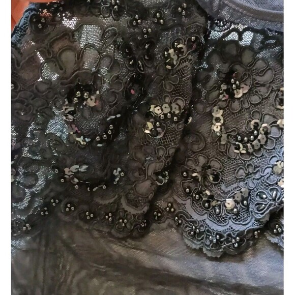 Victoria's Secret Sheer Body Romper Sz Small Black Sequin Embellished Vintage - Picture 4 of 8